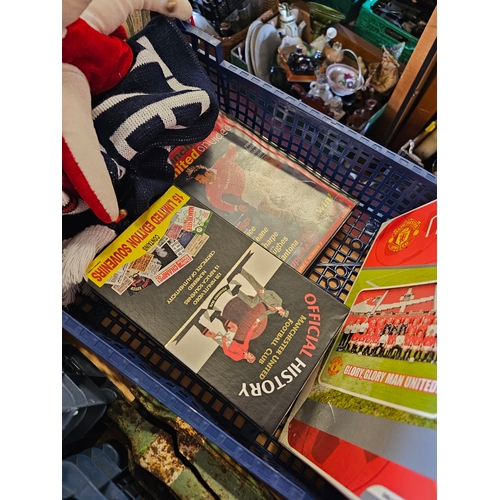 655 - Tray Of Sport Related Items Including Signed FootBall.