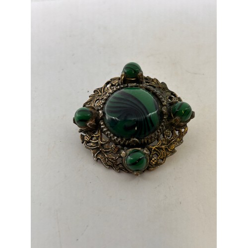 265 - Miracle Brooch With Green Stone