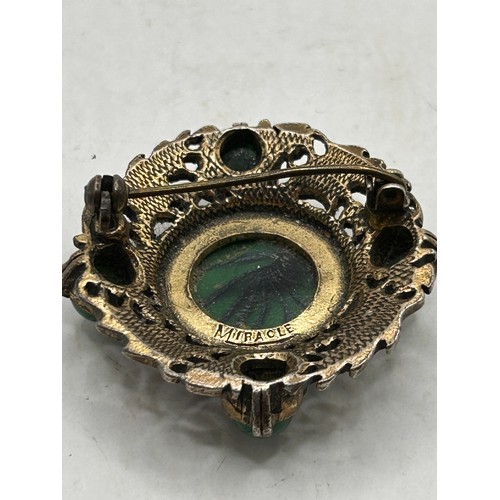 265 - Miracle Brooch With Green Stone