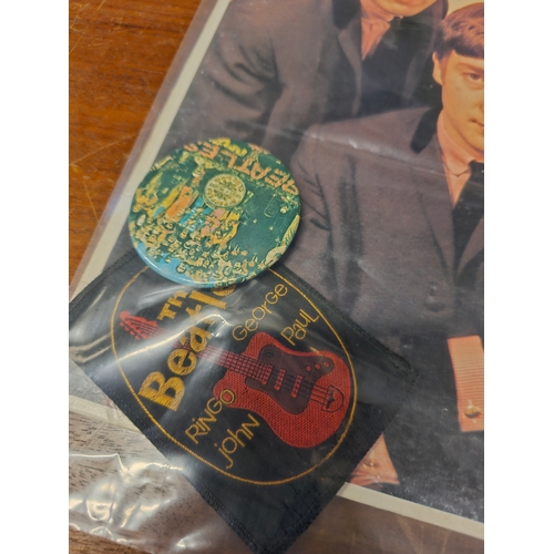 722 - The Beatles - Love Me Do With Original Tin Badge And Patch.