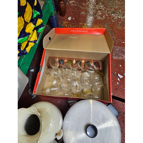 735 - Two box Of Various Items Including Glass, Ceramics And Blow Up Boat