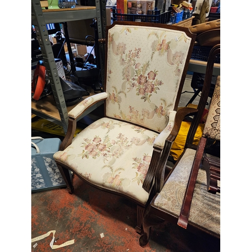 834 - Edwardian Nicely Covered Arm Chair