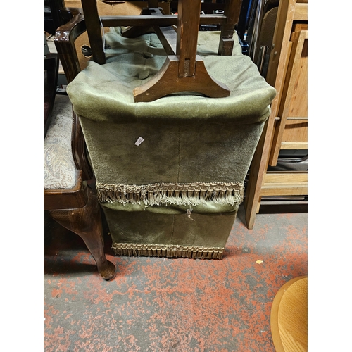 835 - Lot Of Various Furniture Items Including Foldable Table And Rocking Footstool, Plus Two Lidded Foot ... 