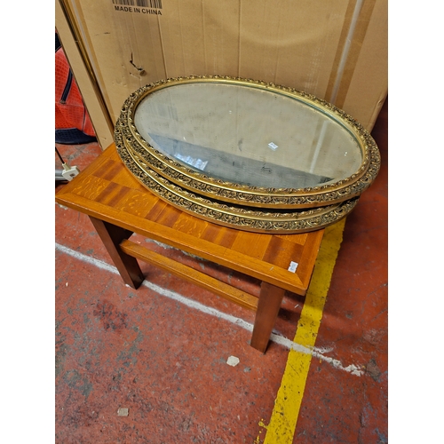 899 - Lot To Include Two Oval Wall Hanging Mirrors And Coffee Table.