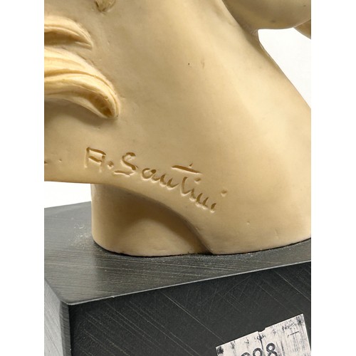 280 - Horse Head Bust , Signed A Santini, Standing Approx 9