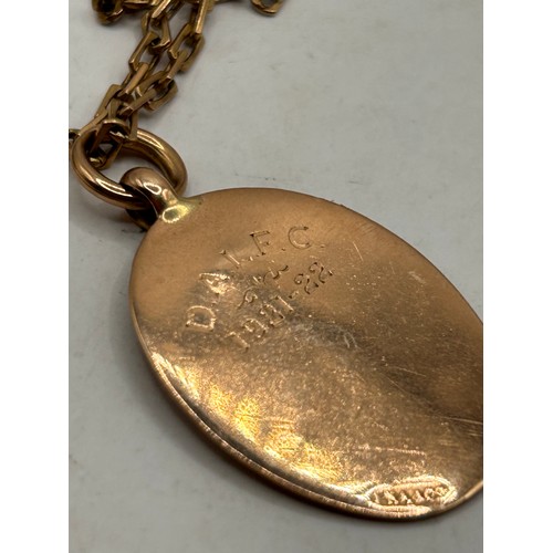 553 - 9ct Gold Pocket Watch Chain With Fob Relating To Ayrshire Junior FA Challenge Cup 1903/1907,  Plus 9... 