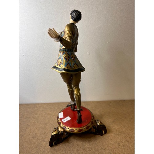 742 - Stunning Cold Painted Bronze Harlequin Style, Signed To The Base , Hans Keck, Standing 12