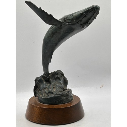 743 - Randy Puckett Bronze Whale Figure, Signed Limited Edition No 81 From 500, Dated 1992.
Standing 6