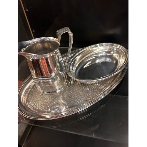 751 - Quality Silver Plated Tray For “ New Savoy” 12” x 7” Along with Dish and Jug .