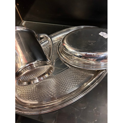 751 - Quality Silver Plated Tray For “ New Savoy” 12” x 7” Along with Dish and Jug .