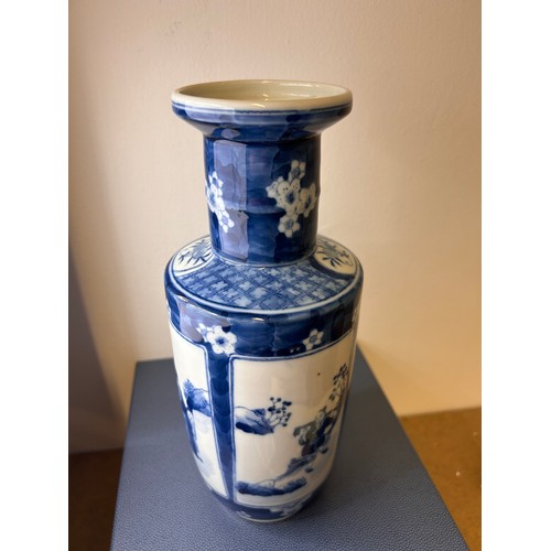 758 - Antique Chinese Rouleau Vase Standing 11” High , Signed to Base. Kangxi Period. Great Condition.