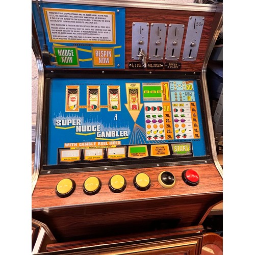 1099 - Vintage Bell Fruit Super Nudge Gambler , Full Working Order With Keys.