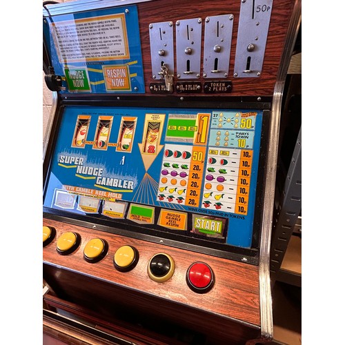 1099 - Vintage Bell Fruit Super Nudge Gambler , Full Working Order With Keys.