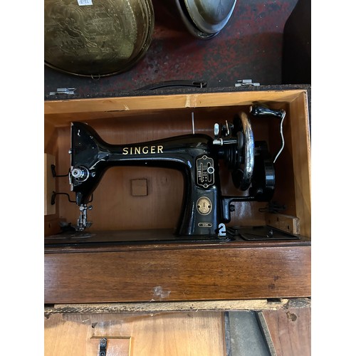 431 - Two Cased Vintage Singer Sewing Machines And Accessories One Plug In, See Photos