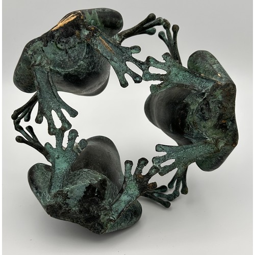 18 - Fabulous Bronze Figure Of Three Frogs , Approx 7