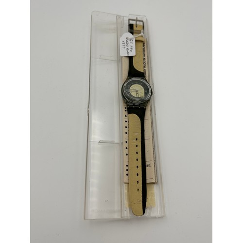 72 - Vintage Swatch In Box With Papers, Running , Appears Unworn With Face Cover Still In Place. 1999