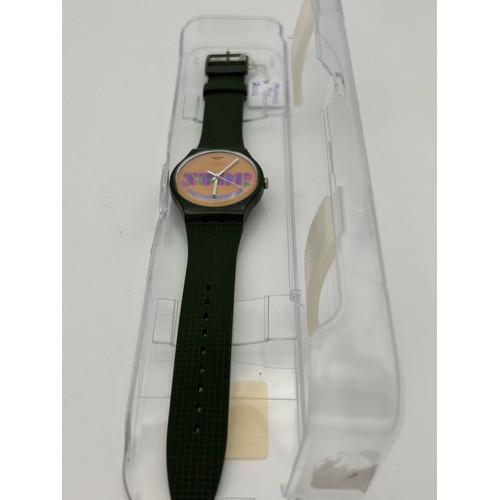 78 - Vintage Swatch In Box With Papers, Running , Model 2012. Stop Think Talk.