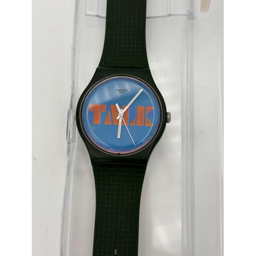 78 - Vintage Swatch In Box With Papers, Running , Model 2012. Stop Think Talk.