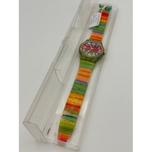 82 - Vintage Swatch In Box With Papers, Running Sky Gs124 2003