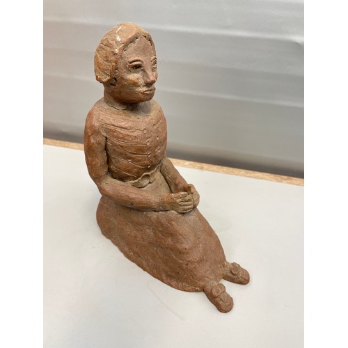 47 - Naive Clay Study Of A Seated Lady Standing 9.5” x 8”.