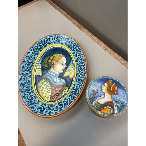 92 - Italian Plate And Lidded Dish.