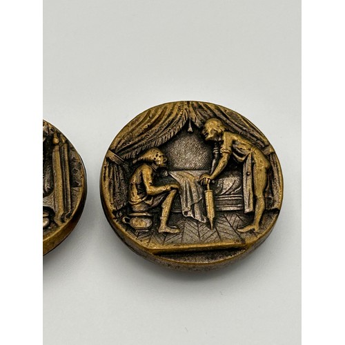 208 - Very Rare Pair Of 19th Century Medical Buttons Depicting Enema, German Origin? Pair In Science Museu... 