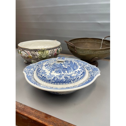 41 - Three Decorative Bowls Including Blue And White Etc.