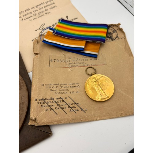 218 - WW1 Death Penny, Plus Related Ephemera, Original Box And Envelope, Relating To Charles Percy Oakham,... 