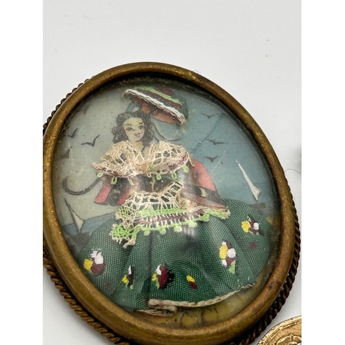 223 - Pair Of Interesting Vintage Brooches, One Silver And The Other French Diorama .