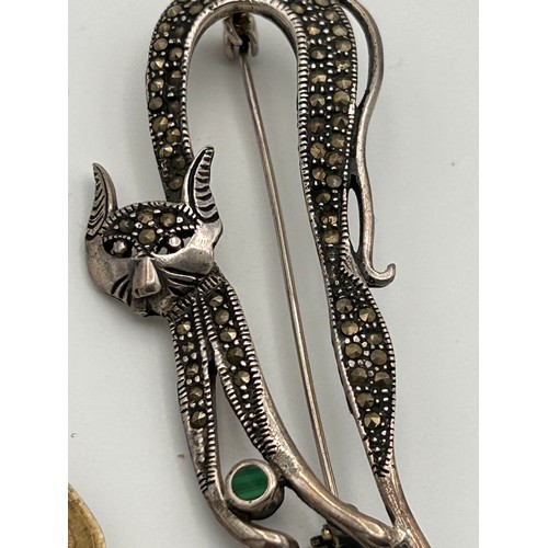 225 - Fabulous Silver, Marcasite Cat Brooch, 3