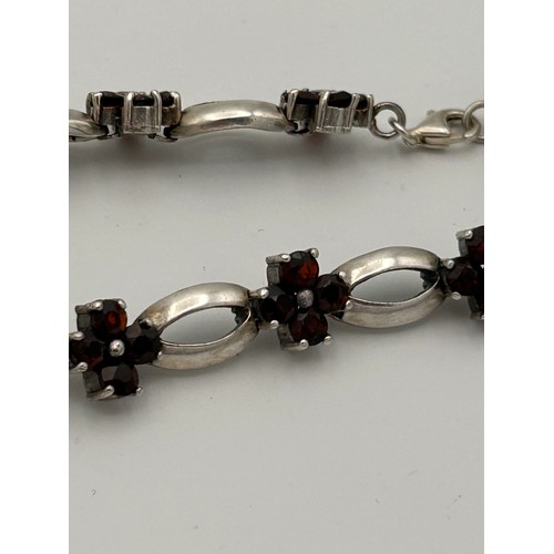 232 - Lovely Silver And Garnet? Bracelet.