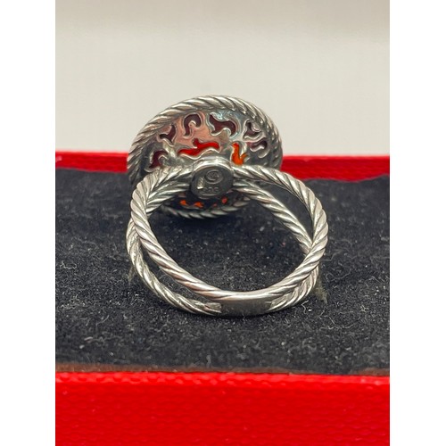 244 - Silver Ring With Large Red Stone.