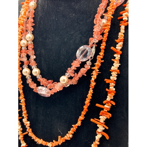 267 - Three Coral Style Necklaces