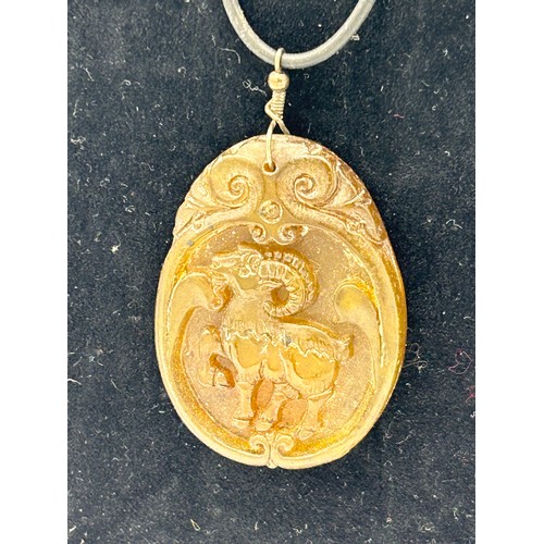 270 - Carved Jade? Pendant Featuring The Ram .