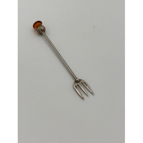 274 - Lovely Little Scottish Themed Pickle/Cherry Fork, Makers WHL.