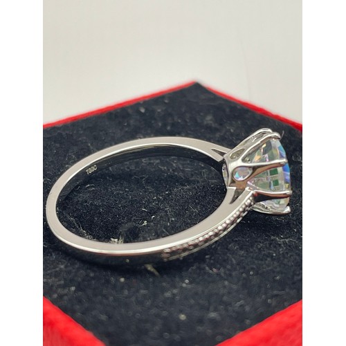 258 - Silver Ring With Gem Stone.