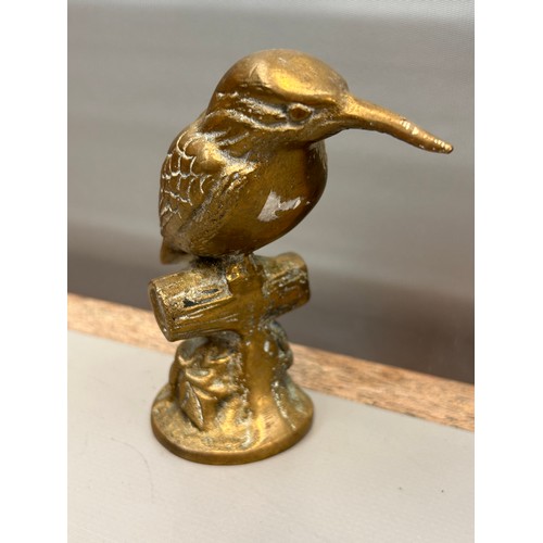 323 - Lovely Heavy Brass Figure Of a Kingfisher, Standing 4