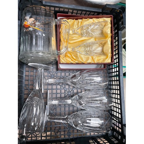 151 - Two Trays Of Crystal Glass Items.