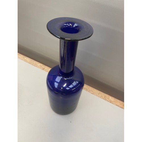 127 - Blue Glass Vase , Holmegaard? Standing 10