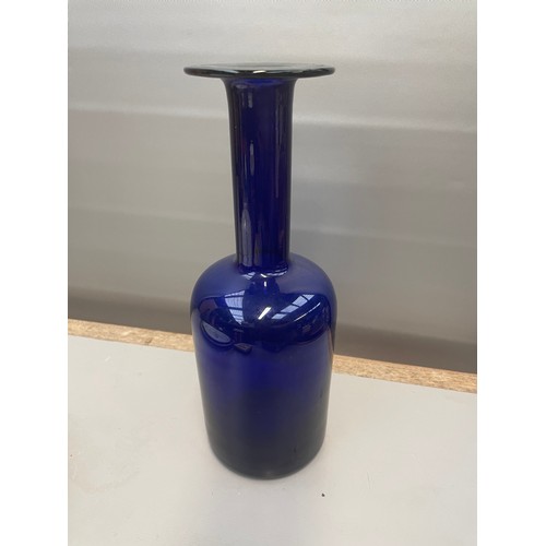 127 - Blue Glass Vase , Holmegaard? Standing 10