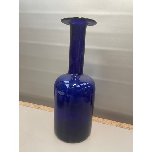 127 - Blue Glass Vase , Holmegaard? Standing 10