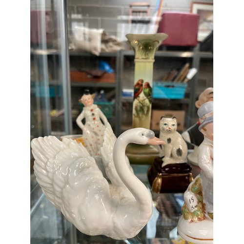 377 - Various Ceramic Figures Including Ladro Swan.