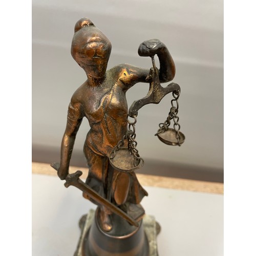 398 - Lady Of Justice Figure, Bronze?. Standing 10