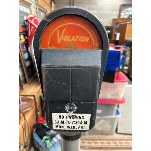 554 - Vintage Rhodes Parking Meter On Plastic Stand.