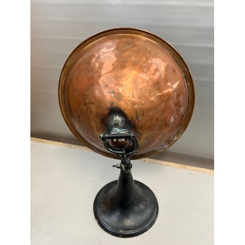 583 - Copper Lamp On Cast Iron Base Standing 18