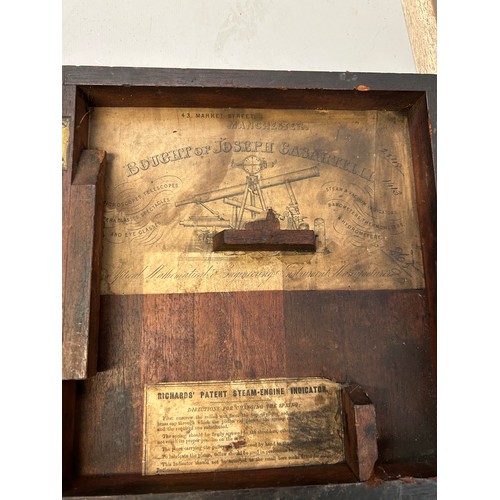 585 - Boxed Steam Engine Indicator, Made In Manchester.