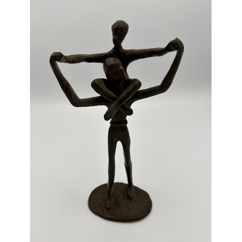 35 - Bronze? Modernist Sculpture of Father and Son, Standing 10