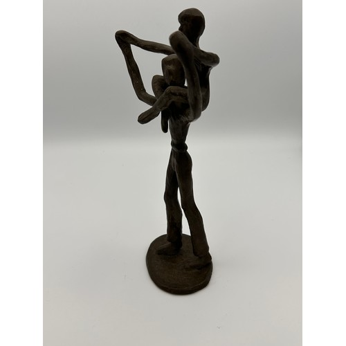 35 - Bronze? Modernist Sculpture of Father and Son, Standing 10