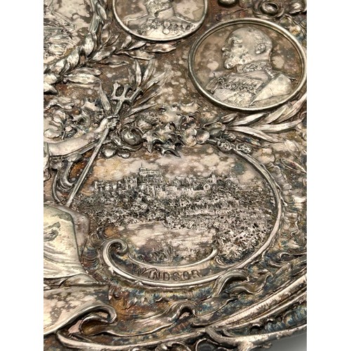 36 - Fabulous Antique Silver Plated Plaque Commemorating Queen Victoria's Diamond Jubilee 1897.  12