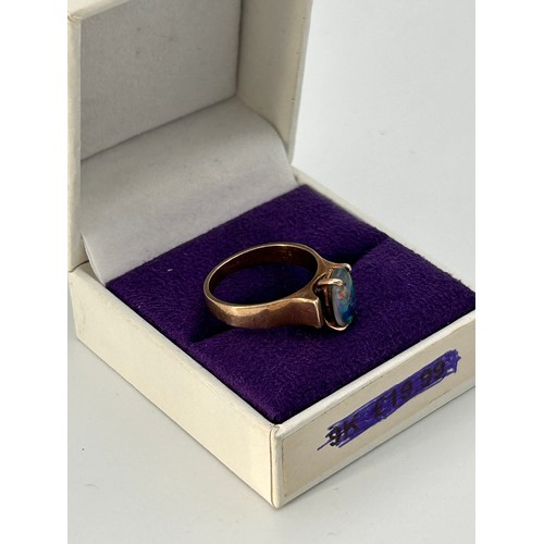 47 - Distinctive 9ct  Gold Ring With Australian Opal, Size L, 4g